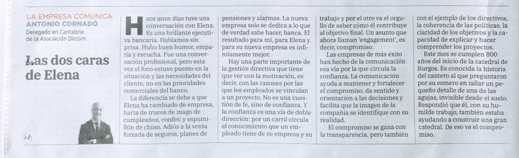 copia del artículo en el periódico